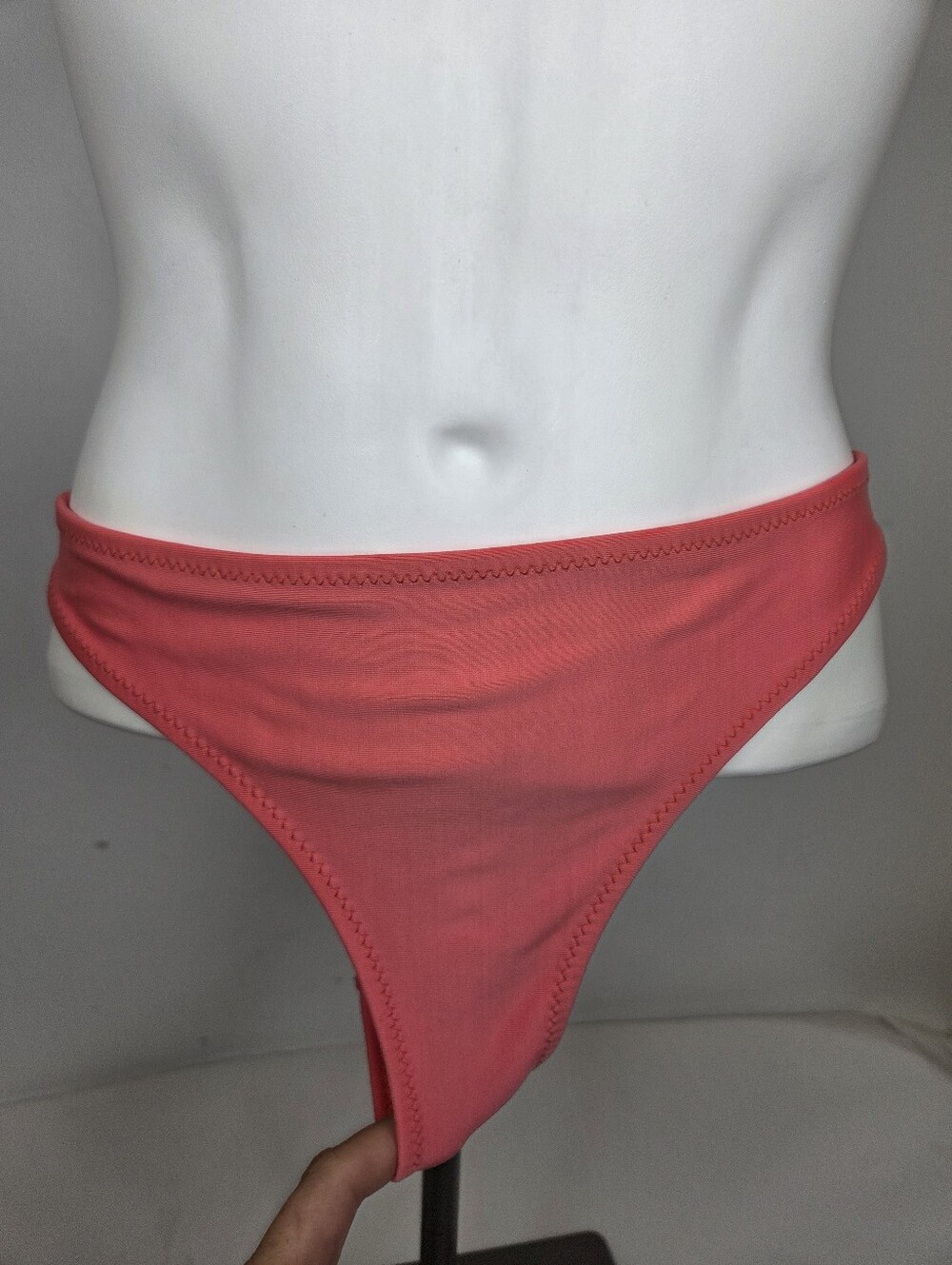 Ranji Ya Manji Size 2 (Small) Coral Pink Triangle Bikini with Acrylic Ring - Picture 9 of 15
